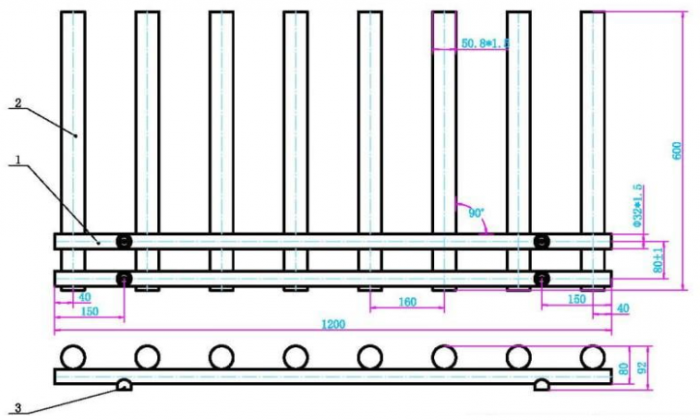 Calorifer portprosop TUBE CHROME 1200x600mm - crom [2]