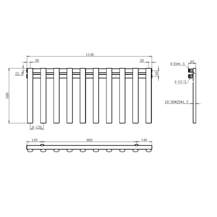 Calorifer portprosop TUBE SLIM   - Grafit periat [2]