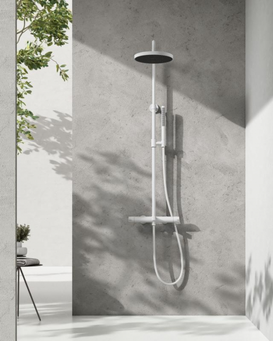 Coloana dus completa cu termostat ELEGANT cu  3 functii, montaj pe perete – Alb mat [3]