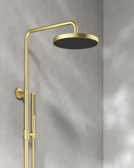 Coloana dus completa cu termostat ELEGANT cu  3 functii, montaj pe perete – Auriu periat [4]