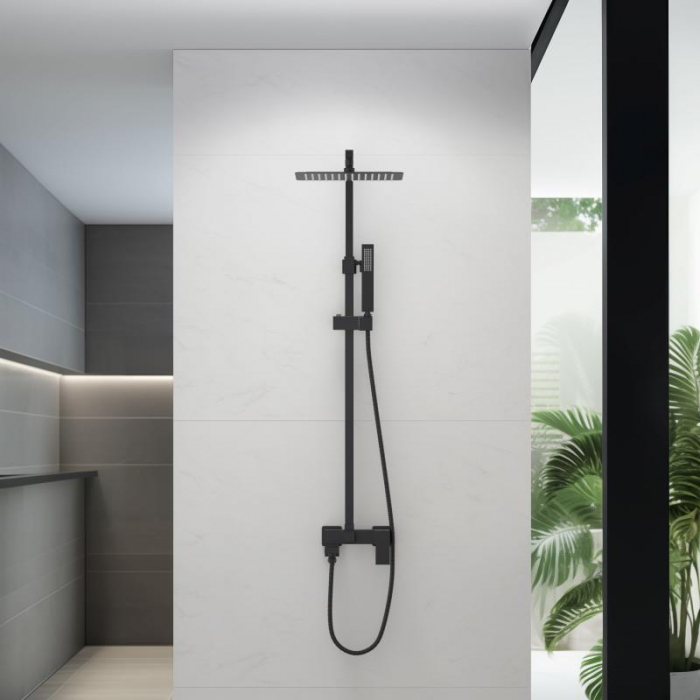 Coloana dus completa CUBEFIELD, cu pipa pliabila, 3 functii, montaj pe perete - negru [4]