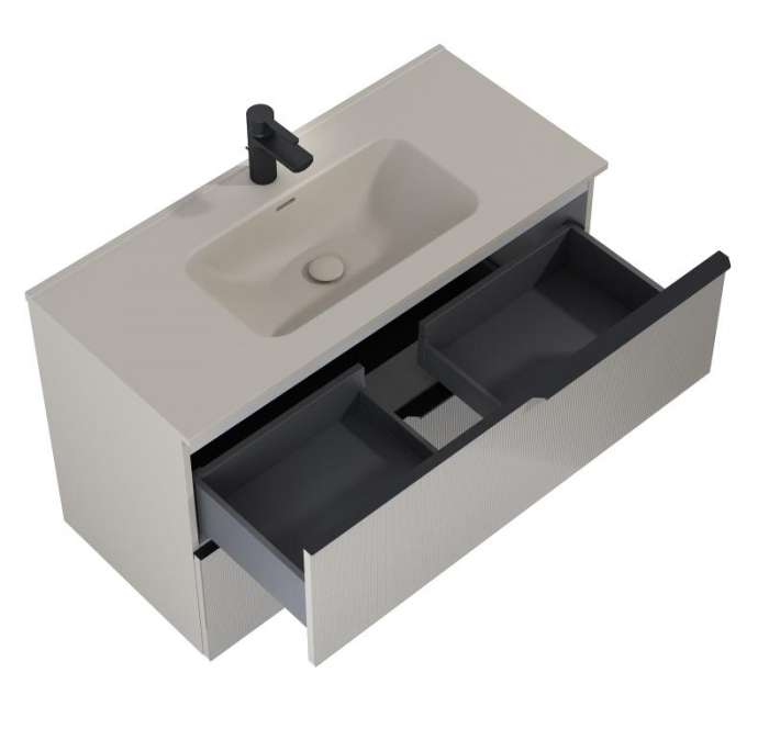 Dulap de baie cu 2 sertare 100x45,3x63,5 -  bej mat - Monterey Glass [2]