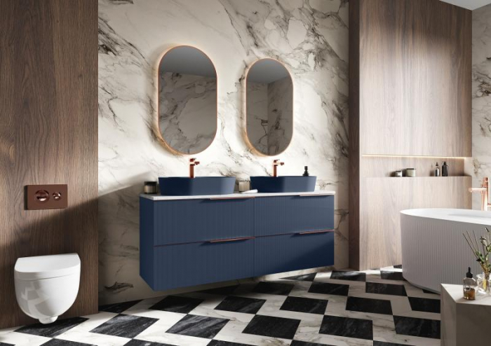 Dulap de baie cu 2 sertare 100x45,3x63,5  -  navy blue mat - Monterey Glass [4]