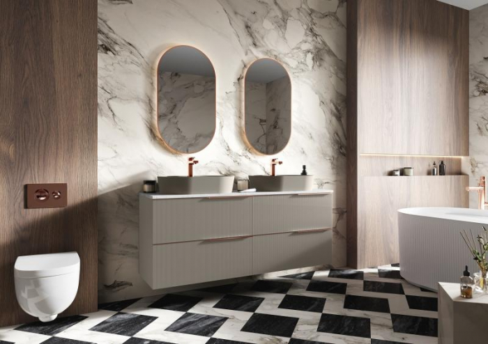 Dulap de baie cu 2 sertare 60x45,3x63,5 - bej mat - Monterey Glass [3]