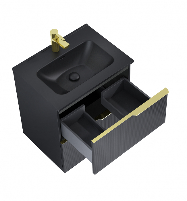 Dulap de baie cu 2 sertare 60x45,3x63,5 -  negru mat - Monterey Glass [2]