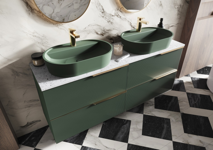 Dulap de baie cu 2 sertare 60x45,3x63,5 -  verde mat  - Monterey Glass [3]