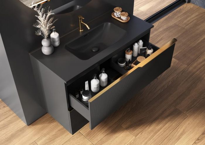 Dulap de baie cu 2 sertare 80×45,3×63,5 -  negru mat - Monterey Glass [3]