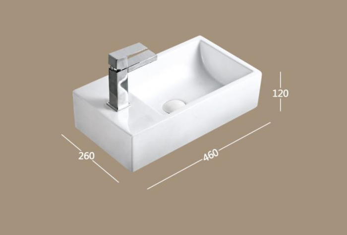 Lavoar dreptunghiular BALTIMORE, din porțelan, montaj pe blat,  46x26cm - alb [2]