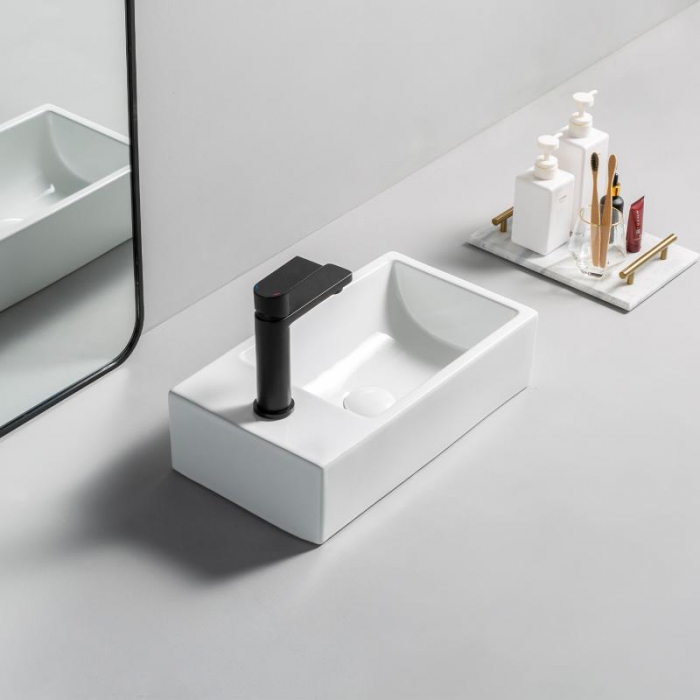 Lavoar dreptunghiular BALTIMORE, din porțelan, montaj pe blat,  46x26cm - alb [3]