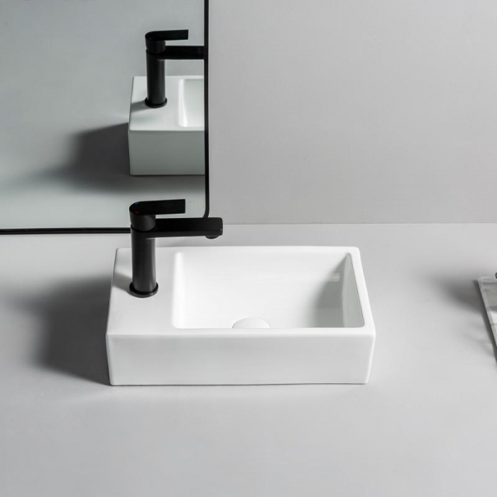 Lavoar dreptunghiular BALTIMORE, din porțelan, montaj pe blat,  46x26cm - alb [4]