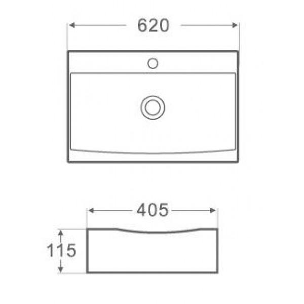 Lavoar dreptunghiular DALLAS, din porțelan, montaj pe blat, 62x40,5cm - alb [2]