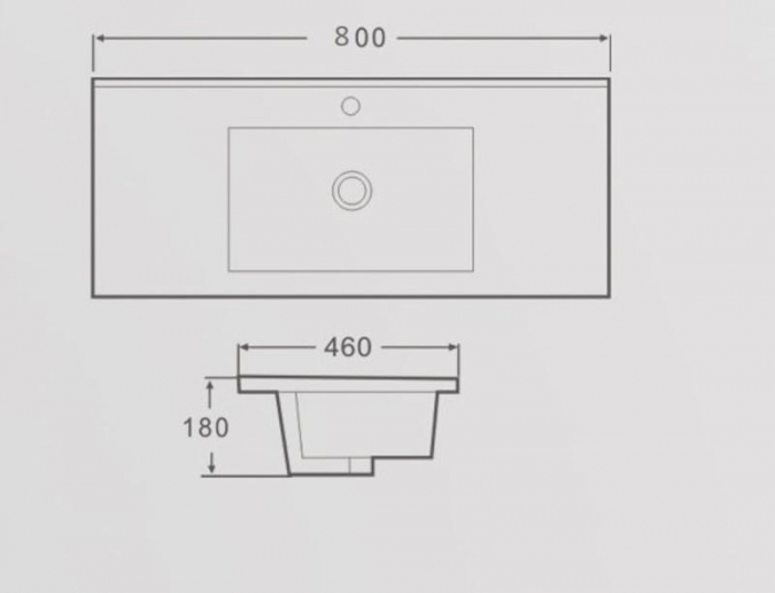 Lavoar dreptunghiular MEDFORD, din porțelan, încorporabil, 80x46cm - alb [2]