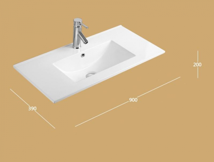 Lavoar dreptunghiular MEDFORD, din porțelan, încorporabil, 90x39cm - alb [2]