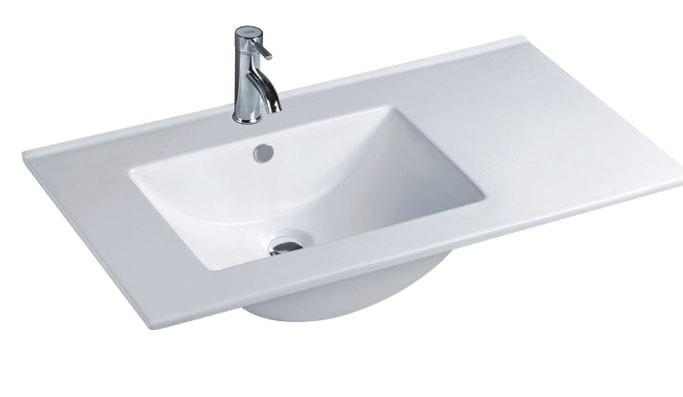 Lavoar dreptunghiular stânga TEXAS, din porțelan, încorporabil, 90x46cm - alb [2]