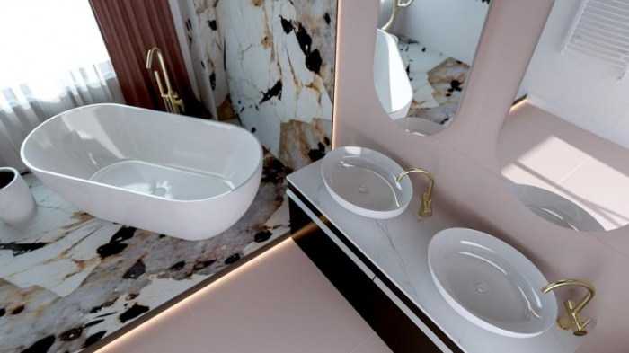 Lavoar oval 52x40, cu montaj pe blat, alb lucios - Rika [3]