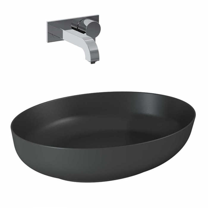 Lavoar oval 52x40, cu montaj pe blat, antracit mat - Rika [2]
