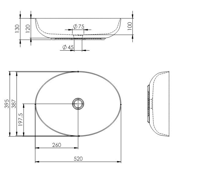 Lavoar oval 52x40, cu montaj pe blat, navy blue mat - RIKA [2]