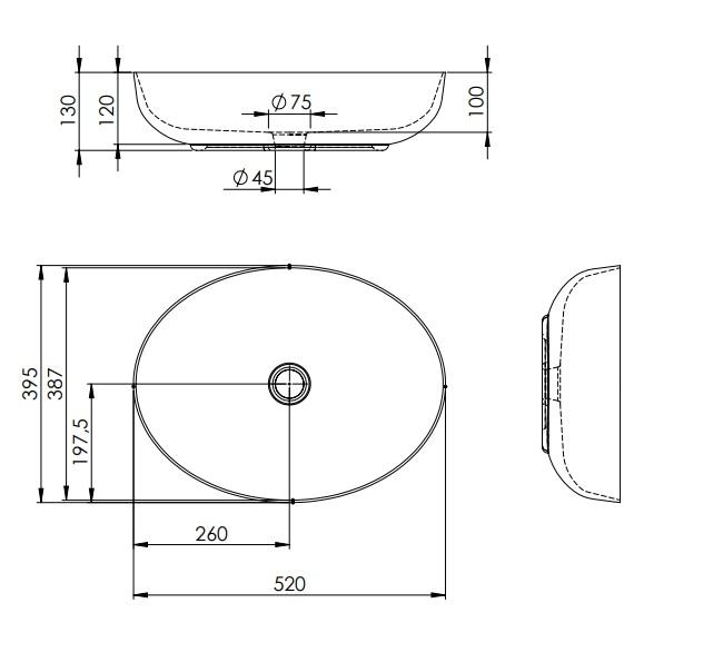 Lavoar oval 52x40, cu montaj pe blat, gri deschis mat - Rika [3]