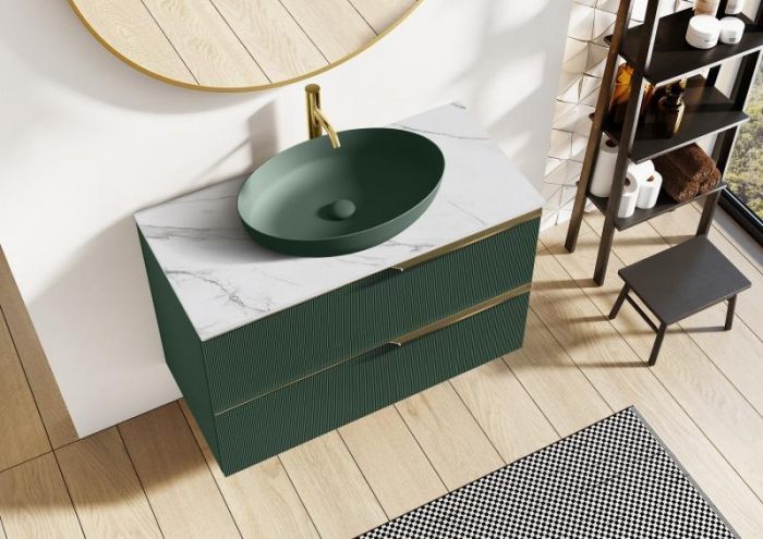 Lavoar oval 52x40, cu montaj pe blat, verde mat - Rika [2]
