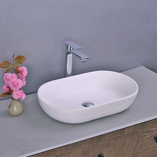 Lavoar oval BOSTON, din Solid surface, montaj pe blat 54x33,8cm - alb [2]