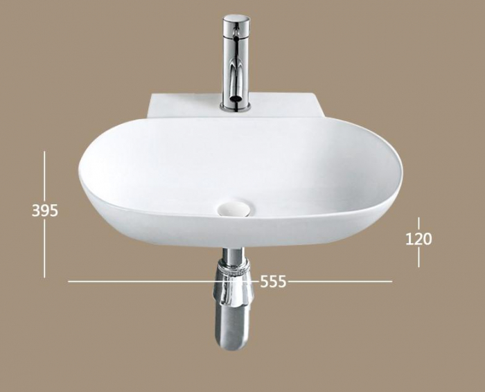 Lavoar oval DETROIT, cu montaj pe perete 56x36,5cm - Alb [3]