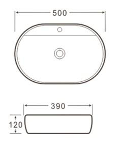 Lavoar oval  MADISON, din porțelan, montaj pe blat 50x39cm - alb [2]