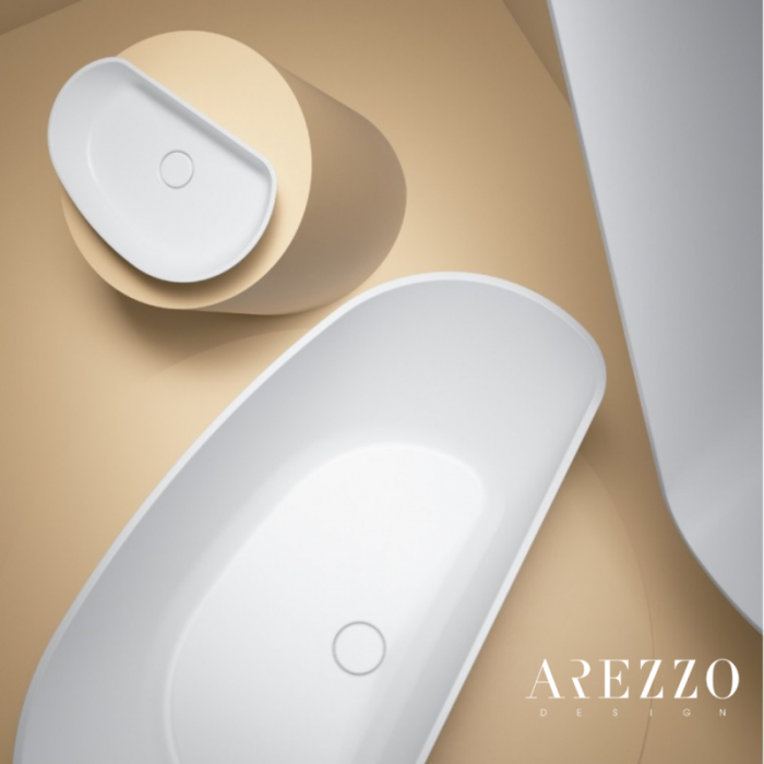 Lavoar oval MARYLAND, din marmură turnată, montaj pe blat 60x37cm - alb mat [2]