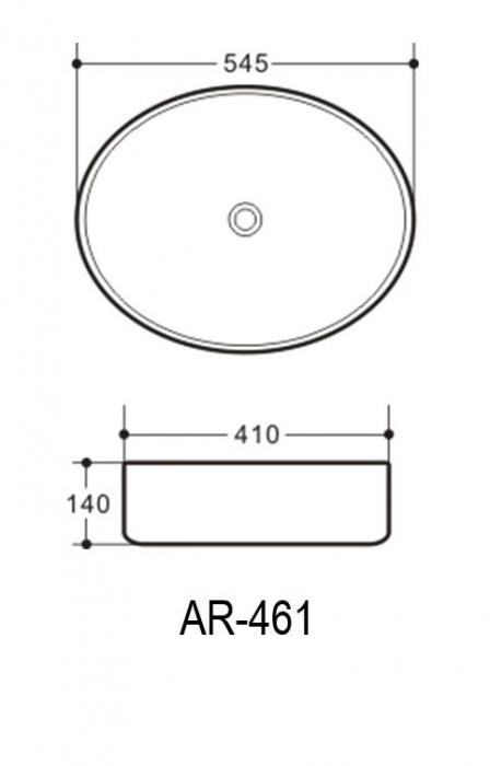 Lavoar oval PHOENIX, din porțelan, montaj pe blat 54,5X41cm - gri, cu scurgere gri [2]