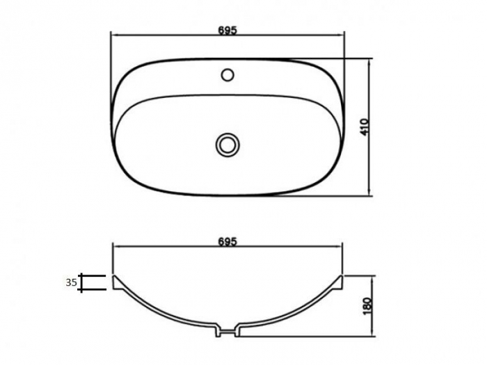 Lavoar oval SEATTLE 69x41cm - Alb [2]