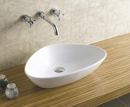 Lavoar oval TORONTO, din porțelan, montaj pe blat, 59x39cm - alb [2]