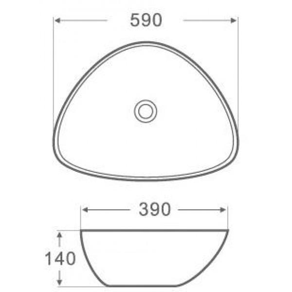 Lavoar oval TORONTO, din porțelan, montaj pe blat, 59x39cm - alb [3]