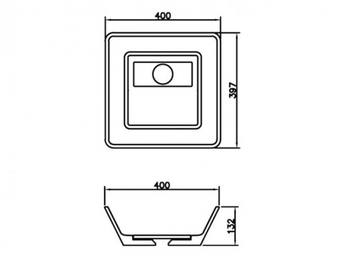 Lavoar pătrat CLEVELAND, din Solid surface, montaj pe blat 40x39,7CM - alb [2]