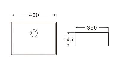 Lavoar pătrat RENO, din porțelan, montaj pe blat 49x39cm - alb [2]