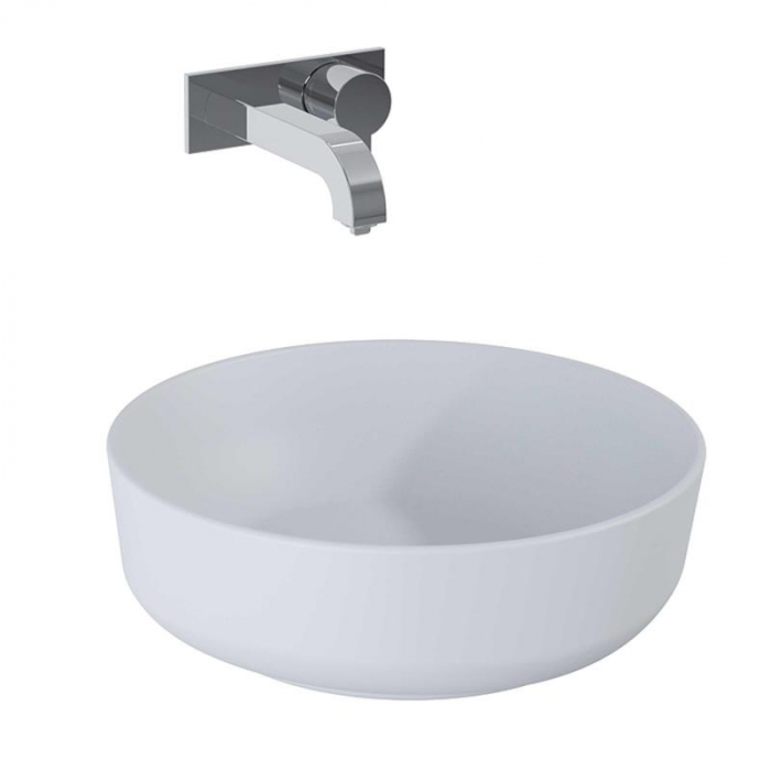 Lavoar rotund LORCA, din porțelan, montaj pe blat 42cm - gri deschis mat [2]