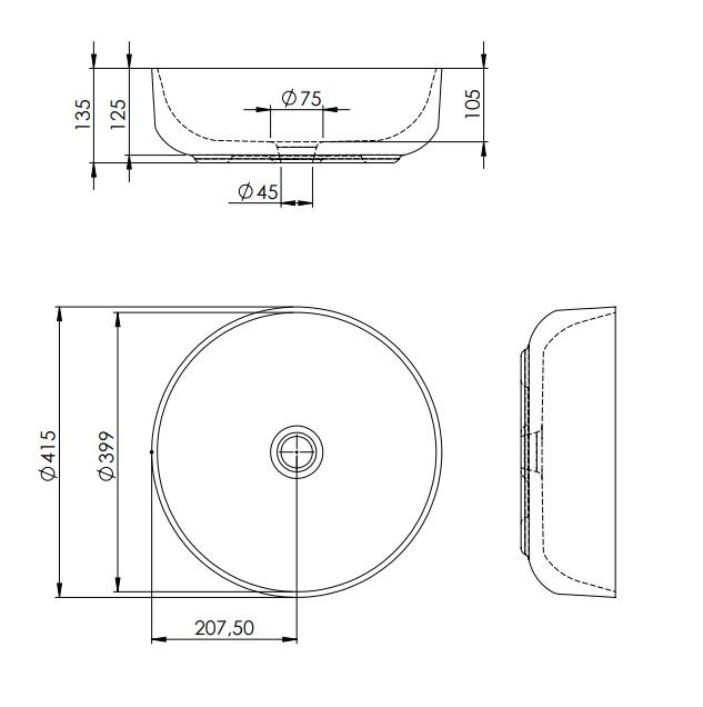 Lavoar rotund LORCA, din porțelan, montaj pe blat 42cm - negru mat [4]