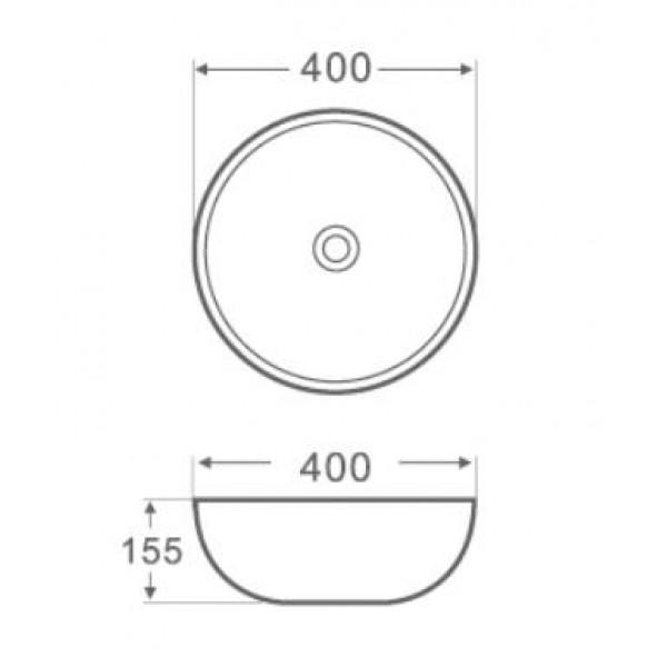 Lavoar rotund ORLANDO, din porțelan, montaj pe blat, 40cm - alb [2]
