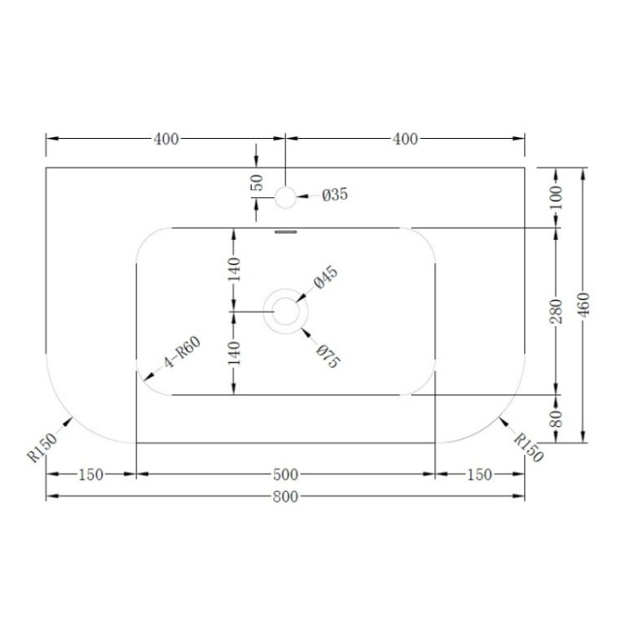  Lavoar SIERRA  încastrabil solid surface - 80 cm - negru [2]