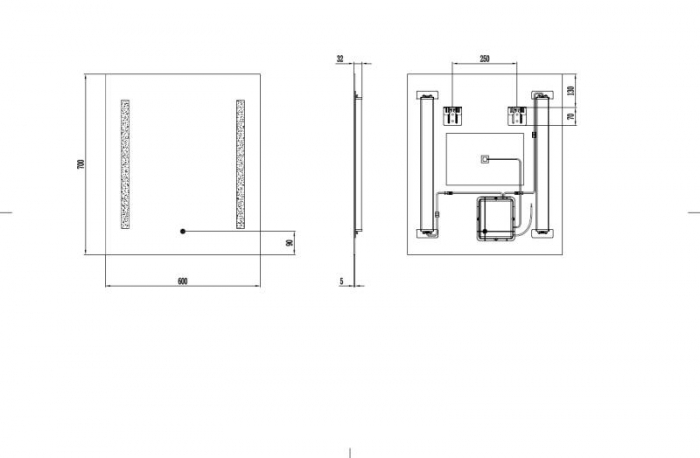 Oglinda LED 60x70 - Anti-aburire, 1800 lm, Control Tactil [2]