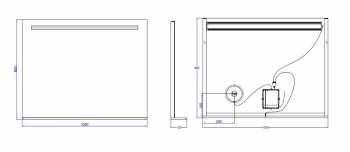 Oglindă LED, cu poliță, cu oglindă cosmetică detașabila, lumină reglabilă, dezaburire, 2 db bluetooth, 100x80cm [2]