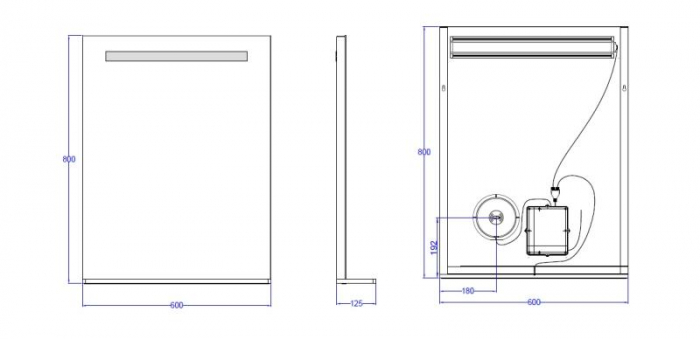 Oglindă LED, cu poliță, cu oglindă cosmetică detașabila, lumină reglabilă, dezaburire, 2 db bluetooth, 60x80cm [2]