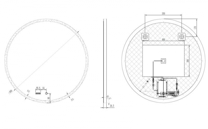 Oglindă LED, lumină reglabilă, dezaburire, ceas si temperatură, 80cm [2]