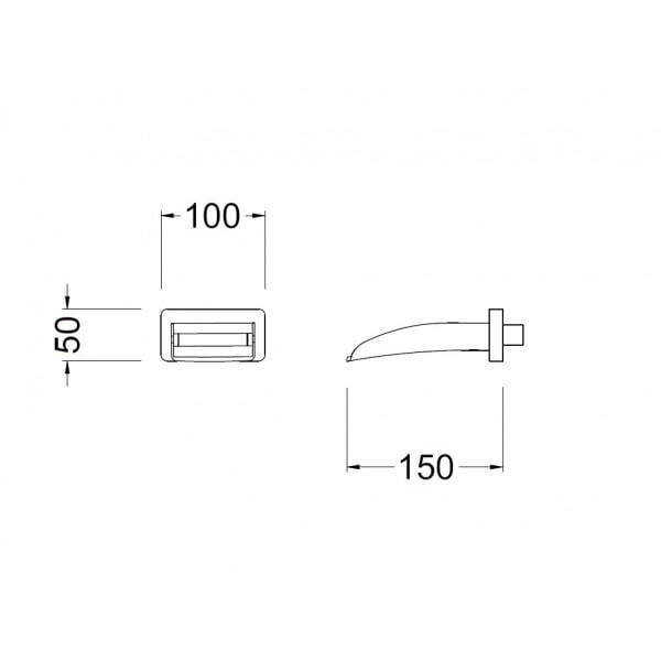 Pipă lavoar/duș WAKEFIELD, fără baterie, încastrată în perete - crom [2]