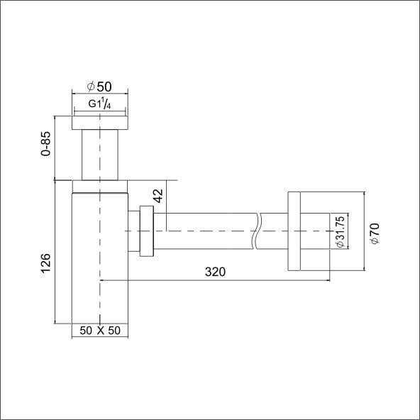 Sifon de scurgere pentru lavoar, pătrat - crom [2]