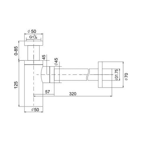 Sifon de scurgere pentru lavoar, rotund - negru mat [2]