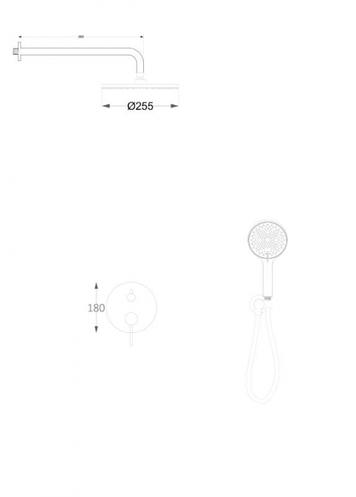 Sistem duș complet, PALMFIELD, cu montaj încastrat în perete - Gun metal [3]