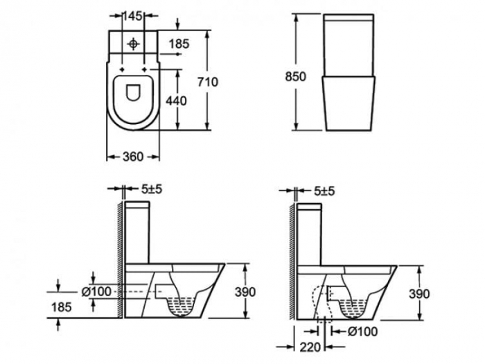 Vas WC INDIANA Stativ, cu Rezervor Inclus – Alb Lucios (2BOX) [4]