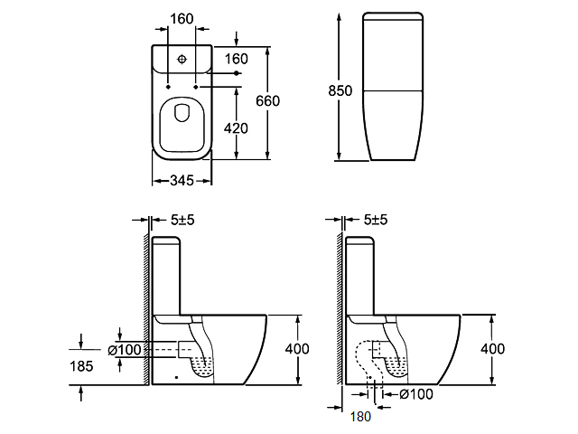 Vas WC OHIO Stativ, cu Rezervor Inclus – Alb Lucios (2BOX) [3]