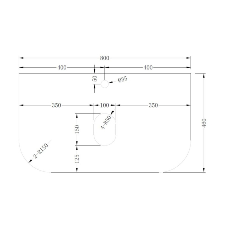 Blat SIERRA curbat pentru lavoar - 80 cm - alb [1]