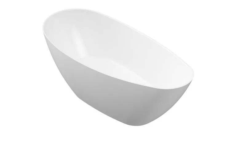 Baie - Cadă freestanding PALMYRA, din marmură turnată, 150 × 70 cm, alb lucios