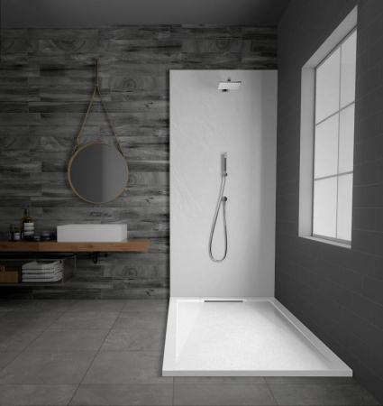 Cădiță de duș STONE 120x90 cm – Marmură Turnată, Alb Mat [4]